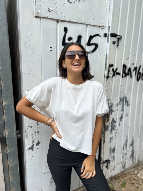 REMERA TURQUESA - BLANCA
