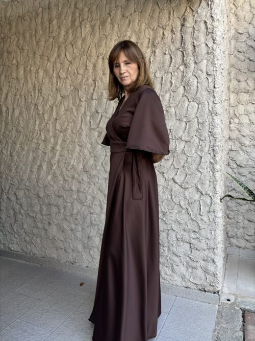 VESTIDO CRISTEL MARRON