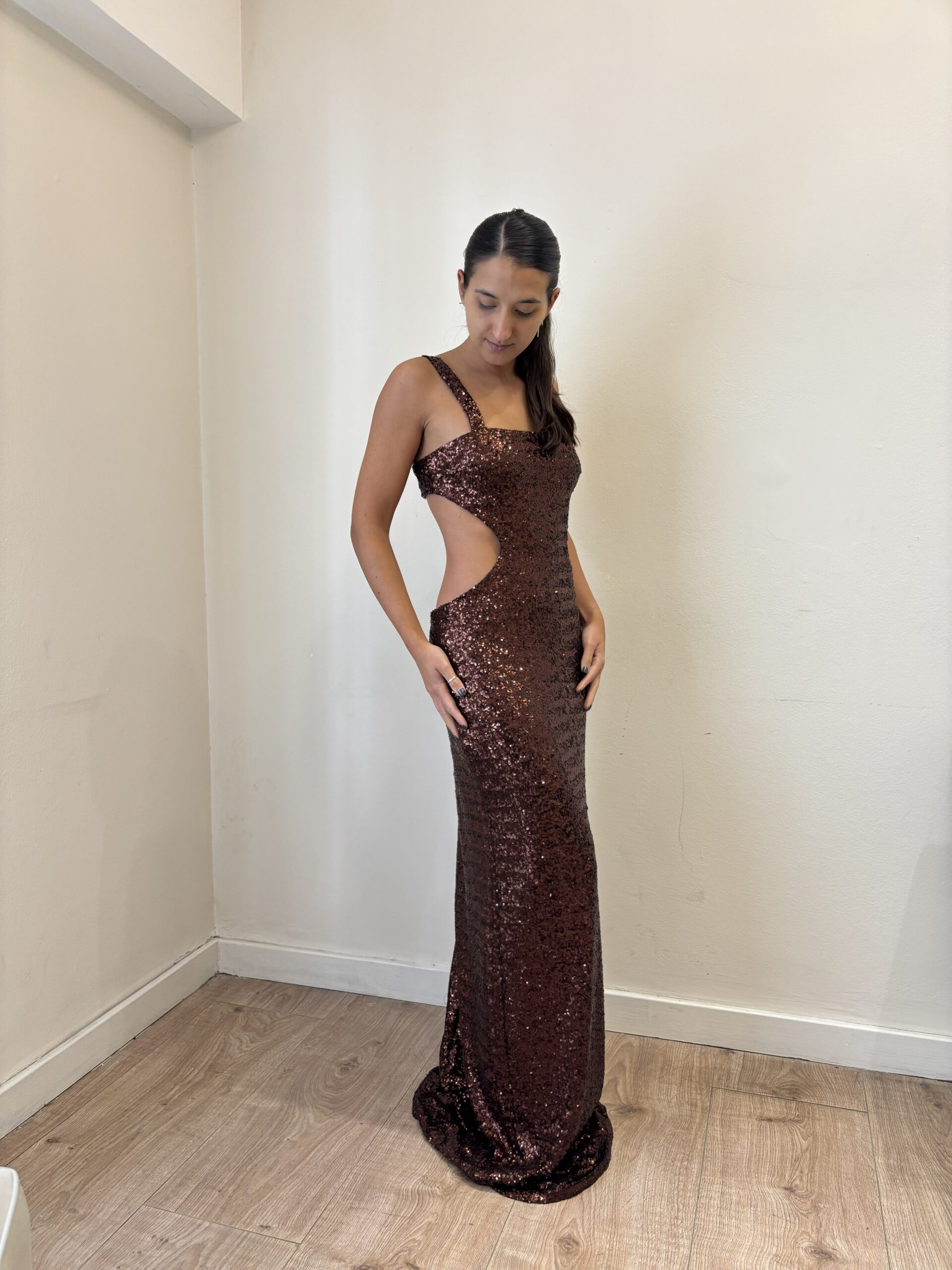 VESTIDO CUPRO CHOCOLATE